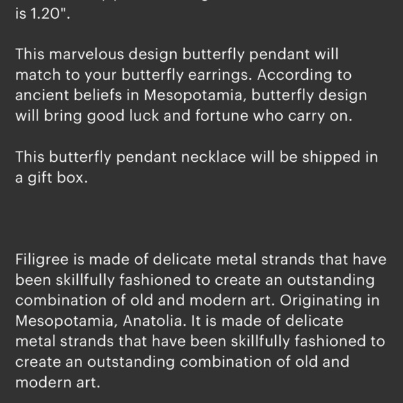 NWT: Sterling Silver Filigree Butterfly Pendant With Chain - Picture 10 of 10